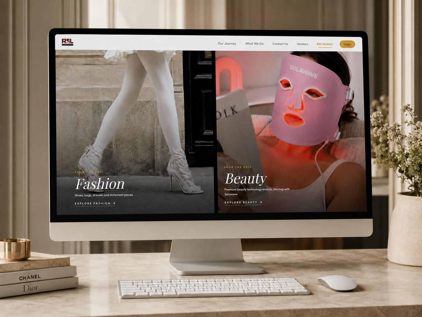 Sitio web de R&L Marketing presentado en una computadora